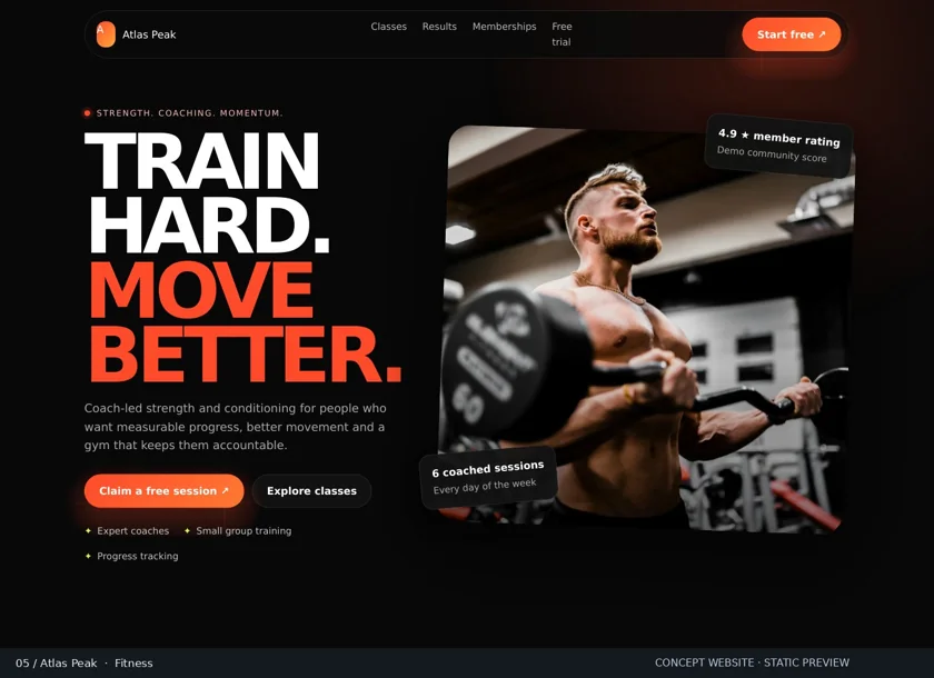 Atlas Peak website homepage concept